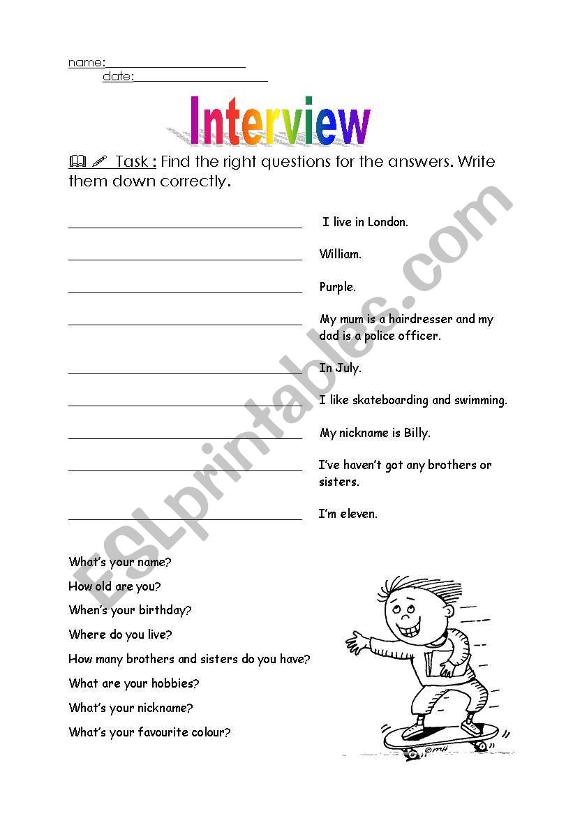 Interview worksheet