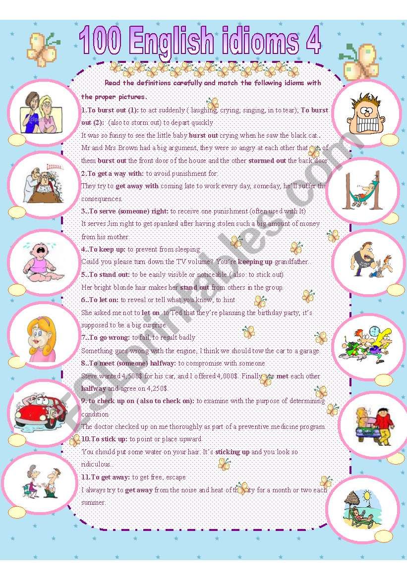idioms part 4 worksheet