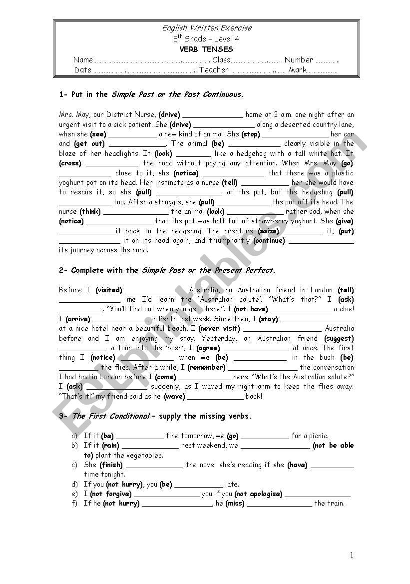 Grammar worksheet worksheet