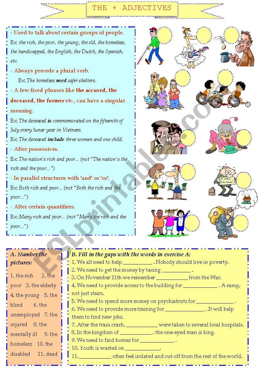 THE + ADJECTIVE worksheet
