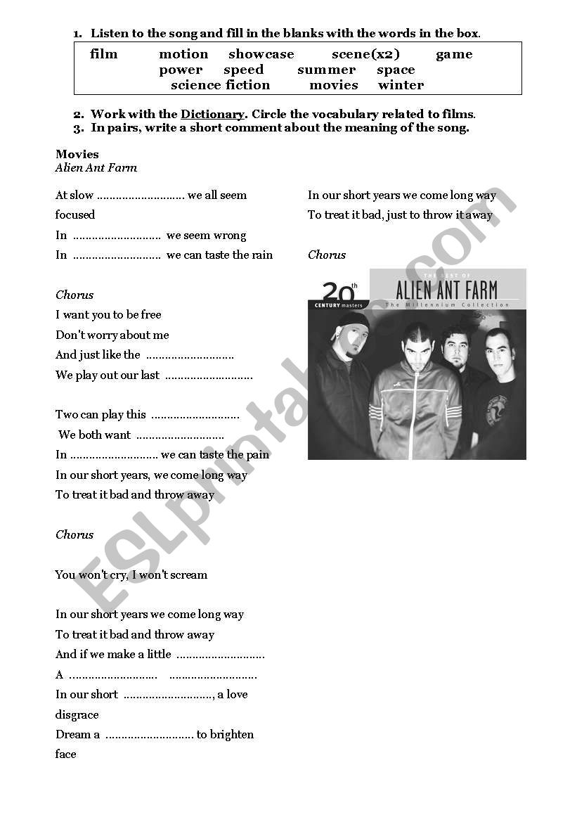 Movies- Alien Ant Farm worksheet