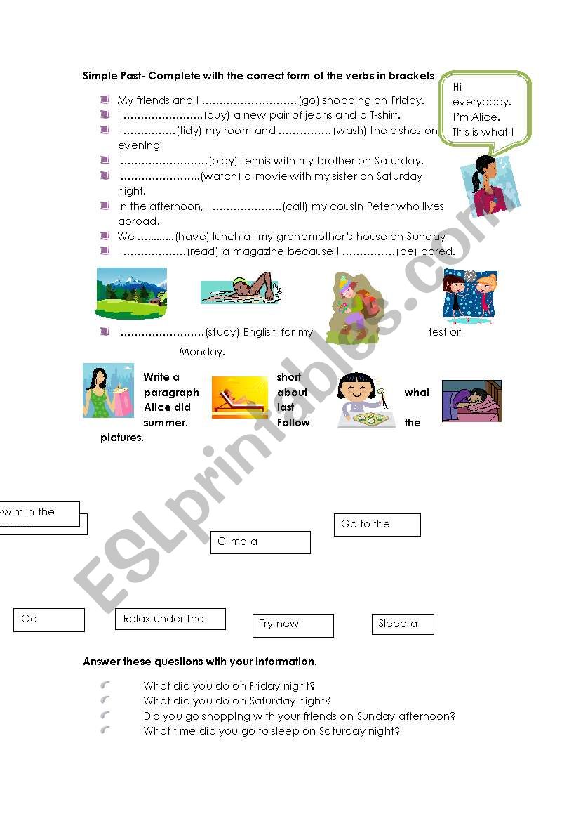 Simple past practise. worksheet