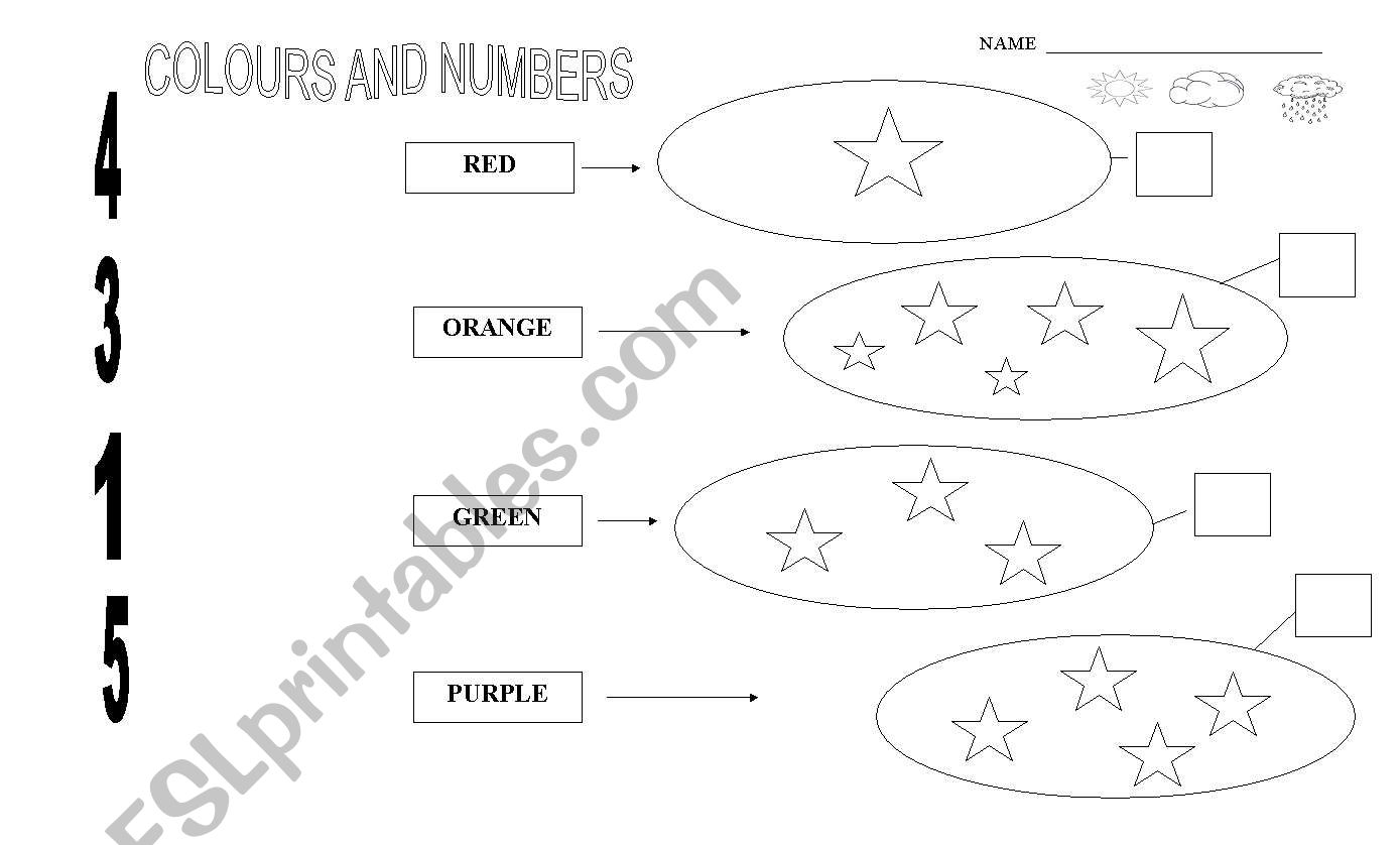 Colours and Numbers worksheet