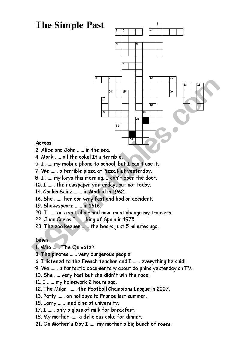 Simple Past Crossword worksheet