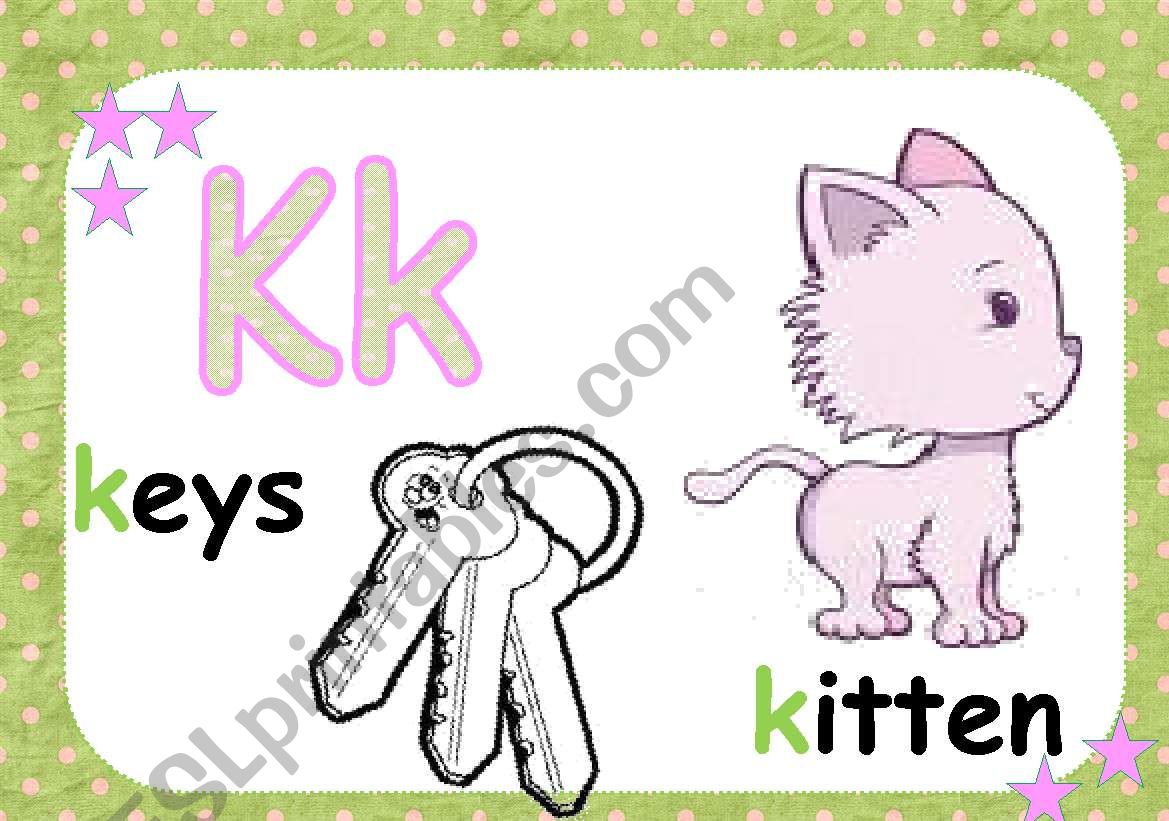 ALPHABET FLASH CARDS ****** K- O ****** 3/5