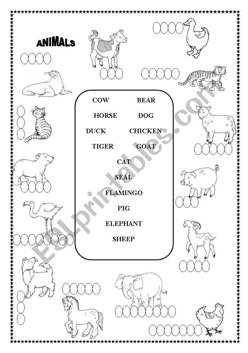 ANIMALS worksheet