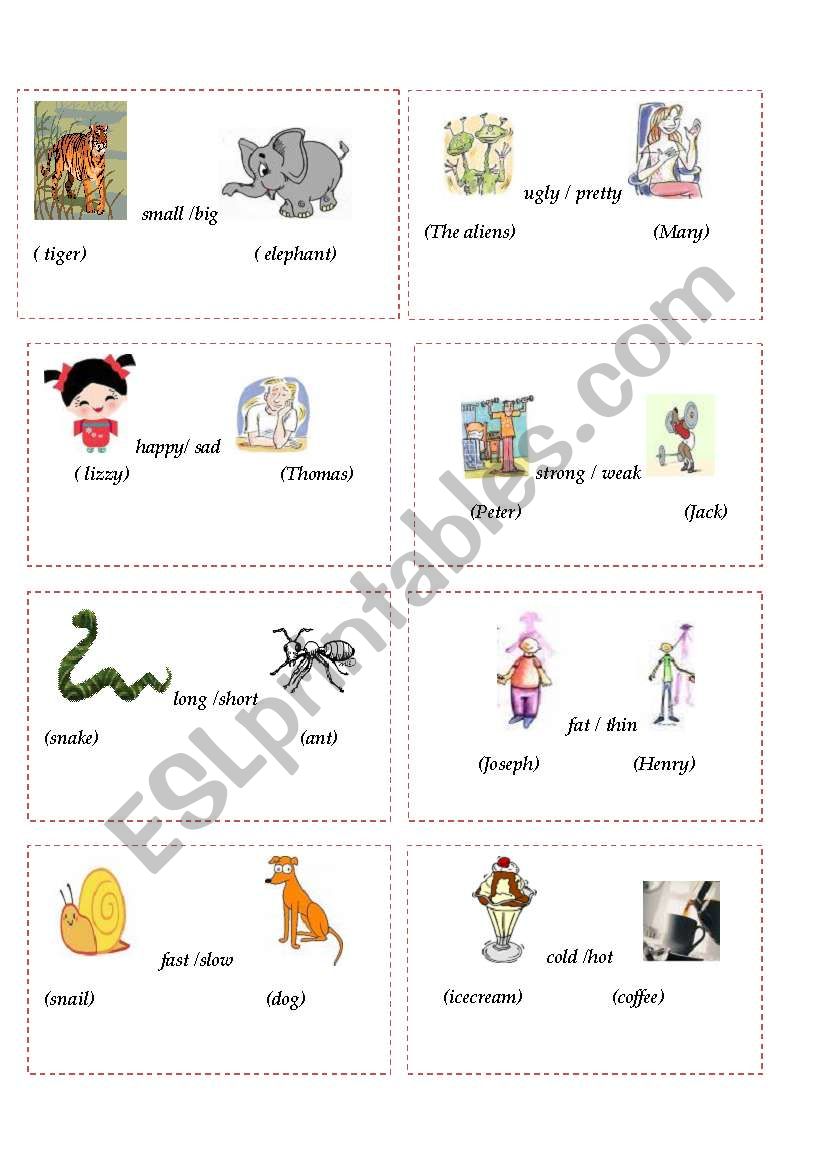 Flashcards-Comparison 1/ 2 worksheet