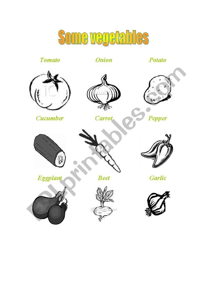 Some vegetables  worksheet