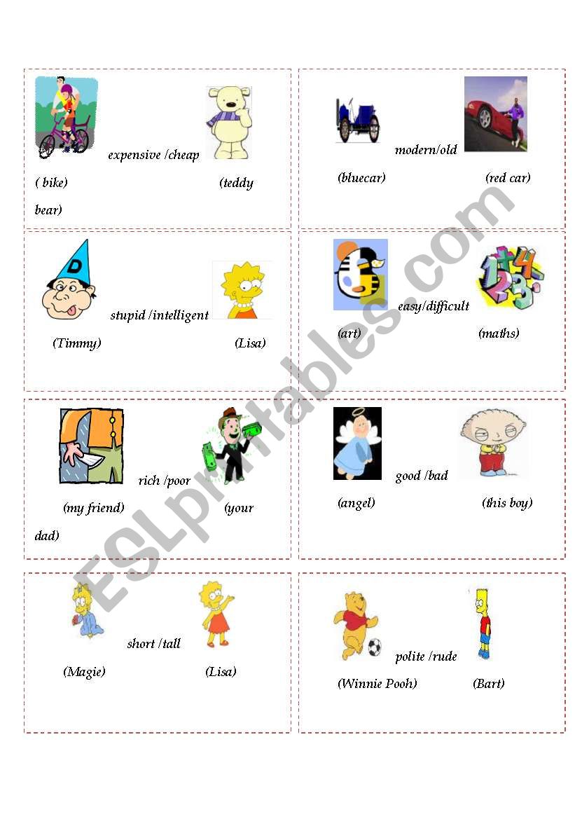 Flashcards-comparison2/2 worksheet