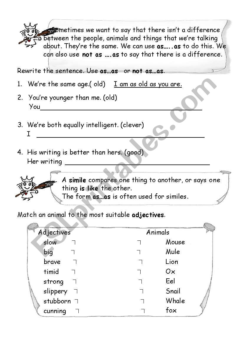 adjective  as...as   and superlatve comparative practice