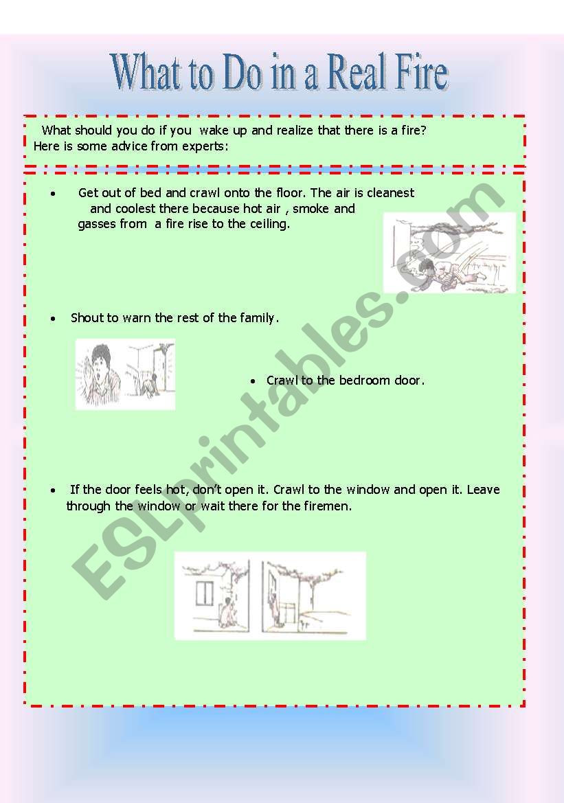 What to Do in a Real Fire worksheet