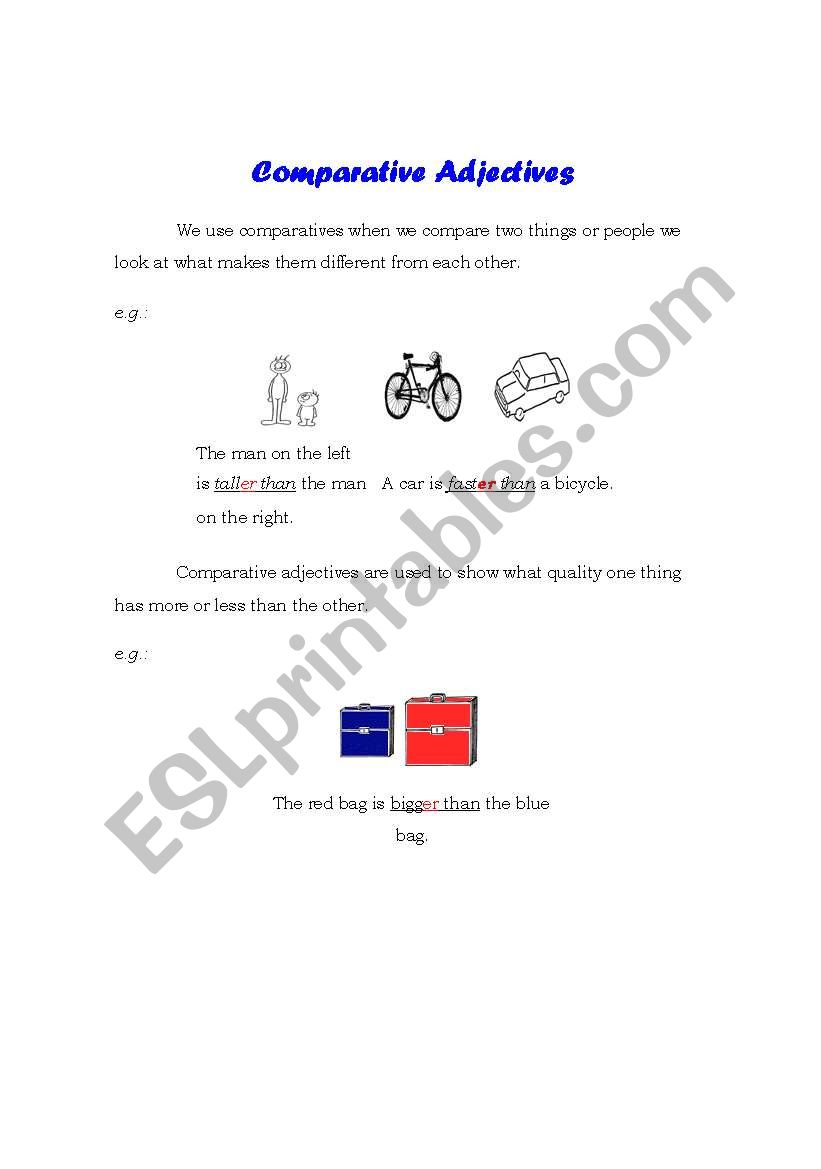 Comparative adjectives worksheet