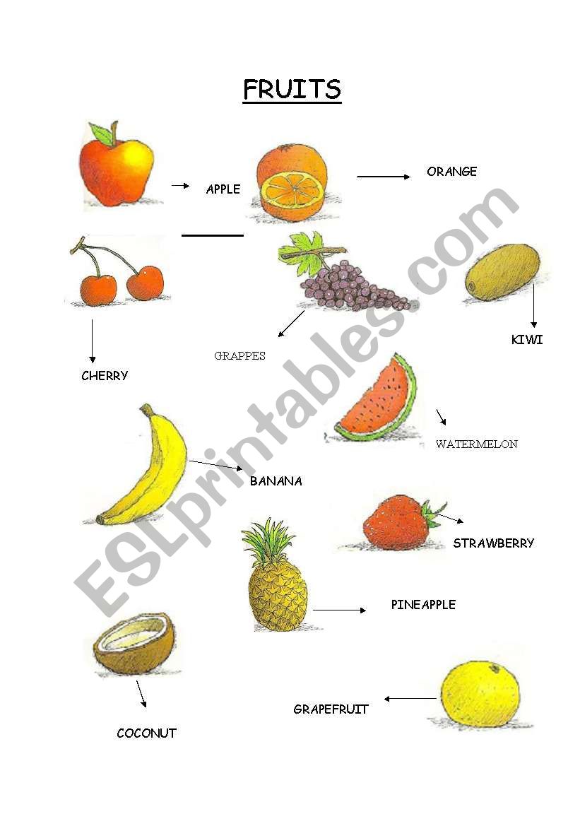 Fruits part 2 worksheet