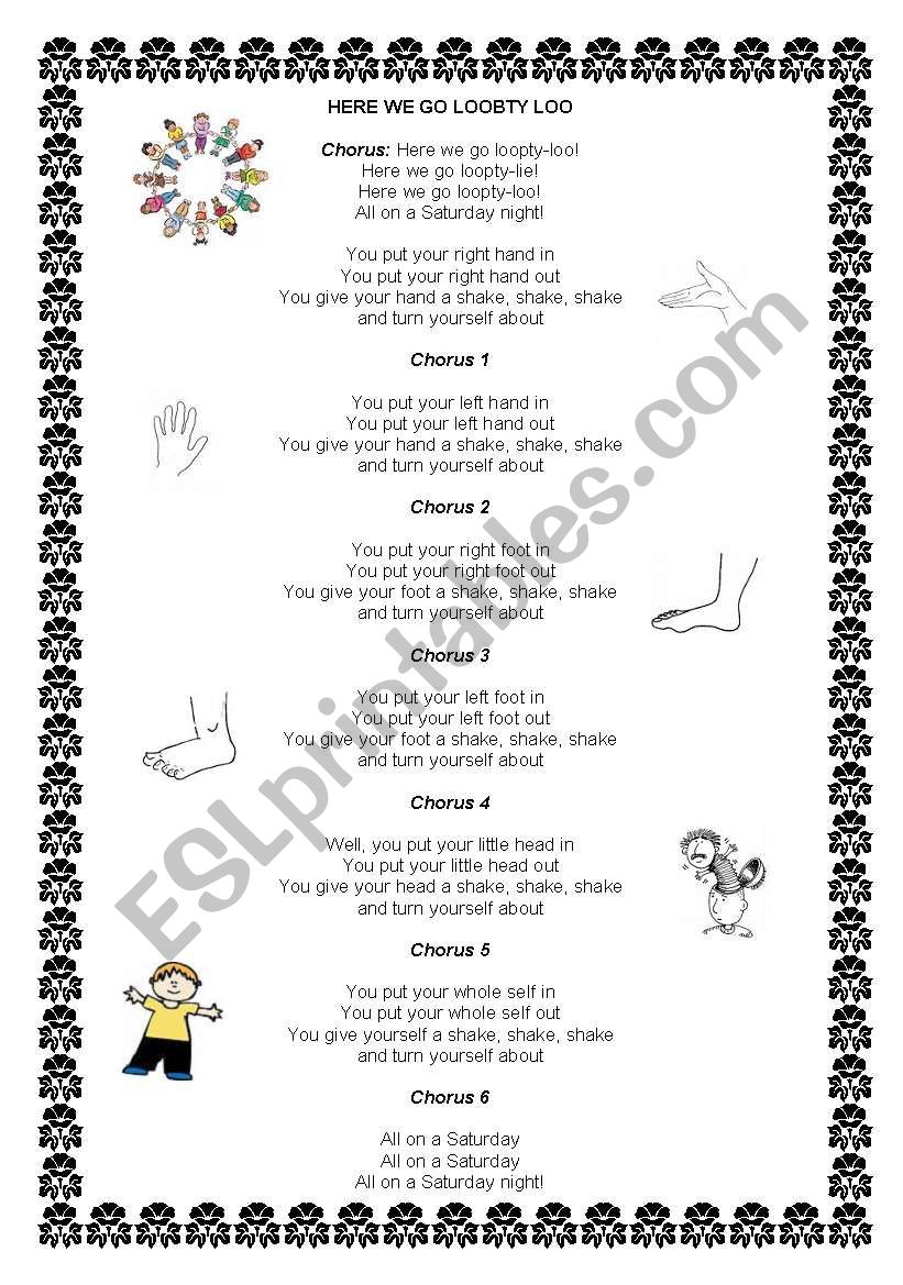 HERE WE GO LOOBTY LOO - SONG worksheet