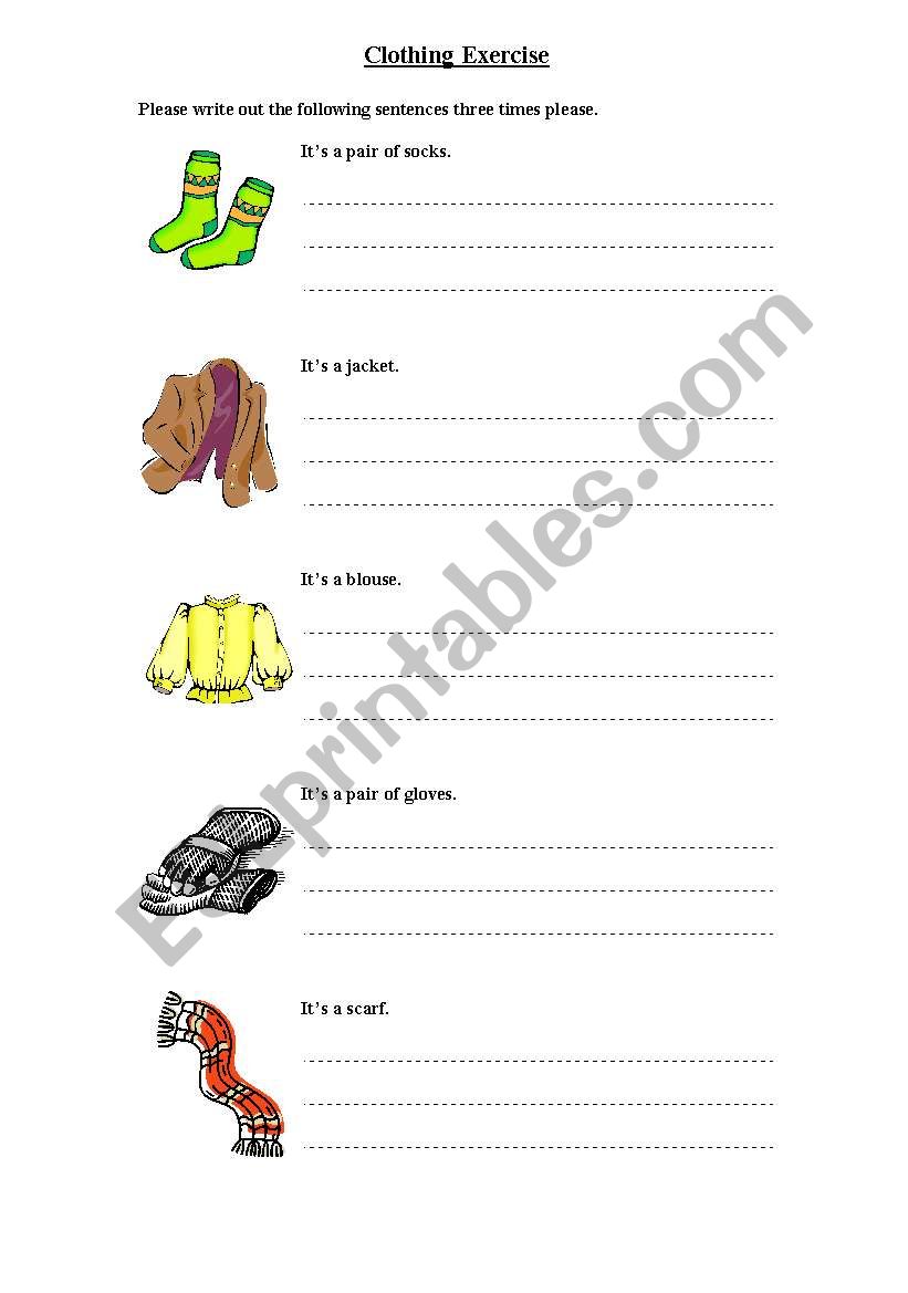 Clothes - exercise 1 worksheet