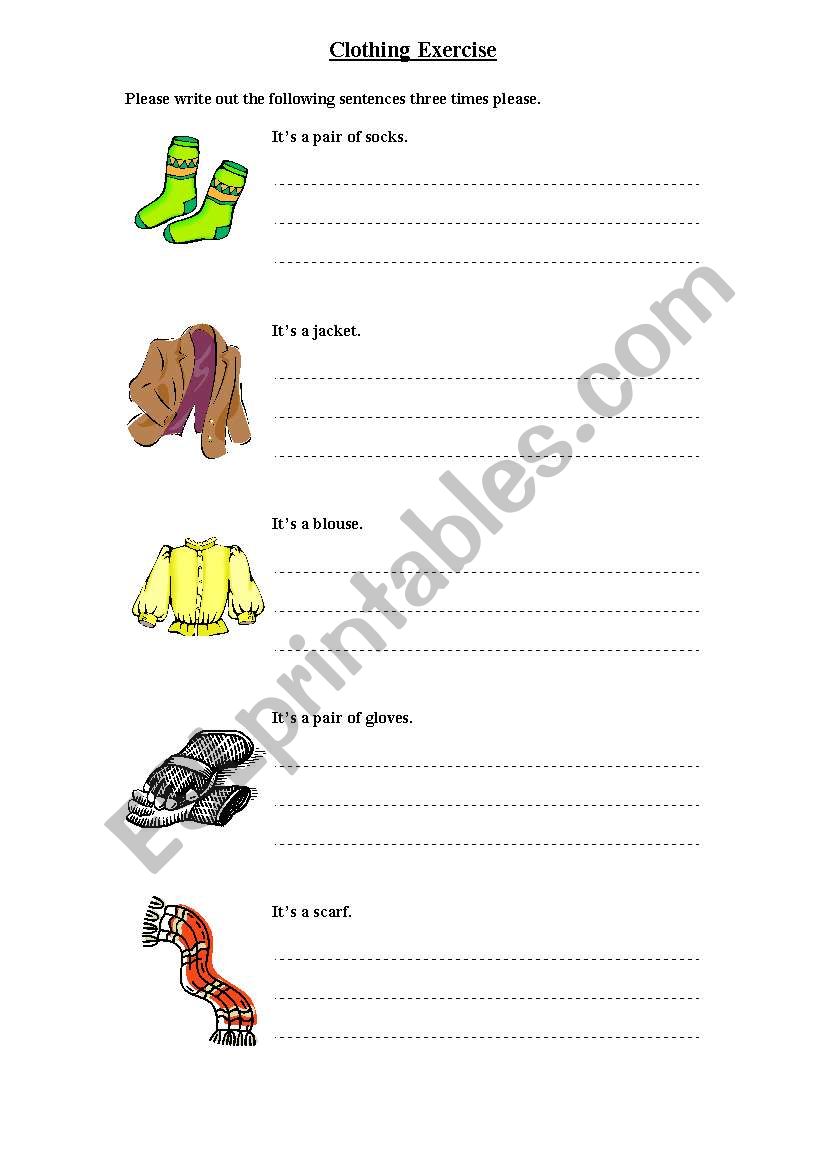 Clothes - exercise 1 worksheet