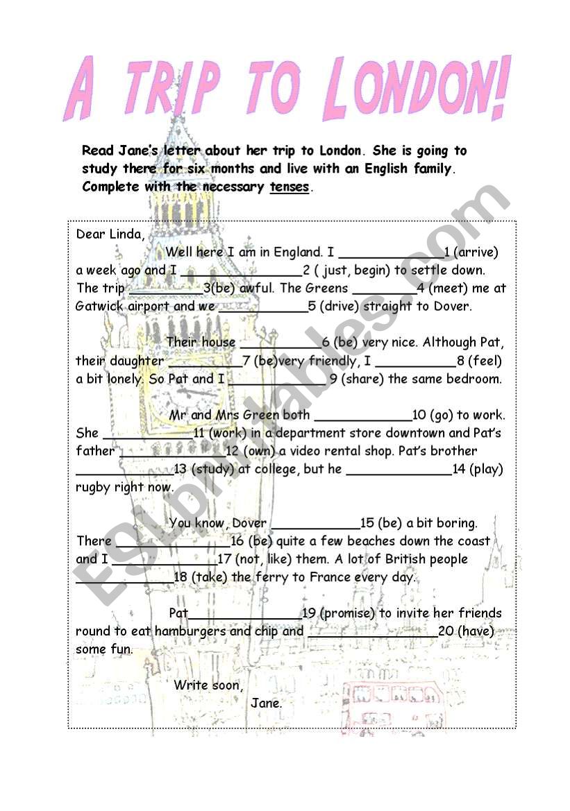 A trip to London! worksheet