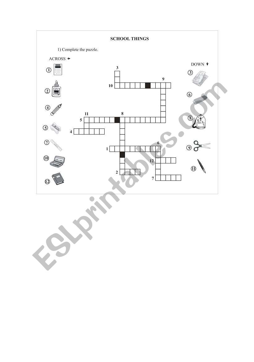 School Things Puzzle worksheet