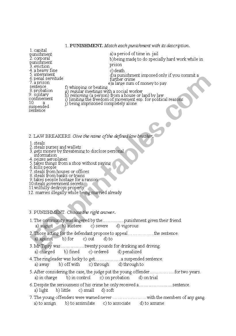 Crime worksheet