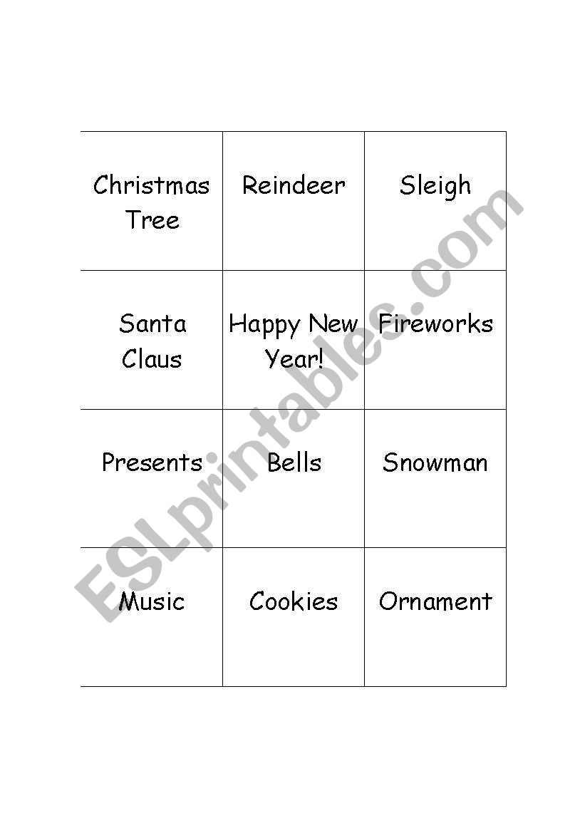 Hoilday Memory Game worksheet