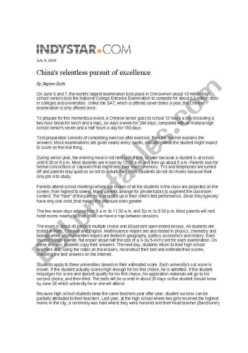 ChinaÂ´s Relentless Pursuit of Excellence