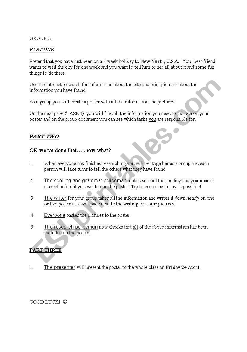 English speaking cities worksheet