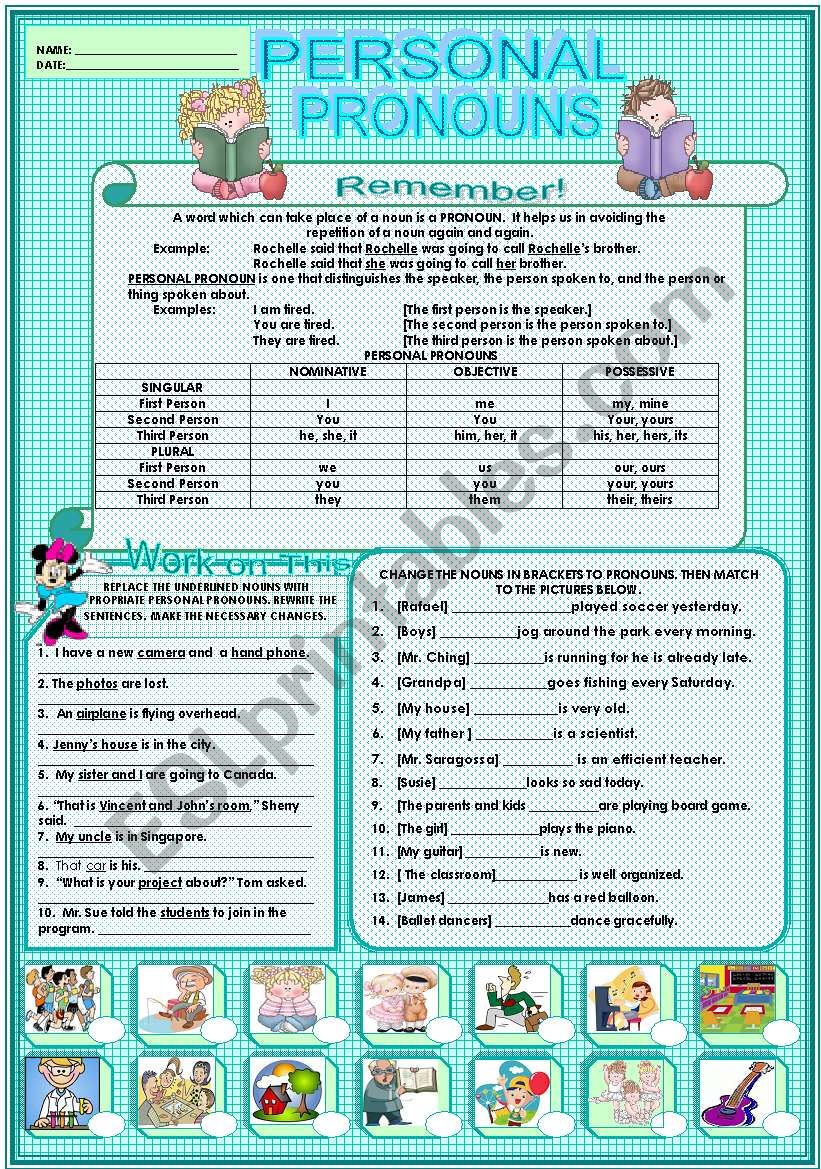 PERSONAL PRONOUNS worksheet