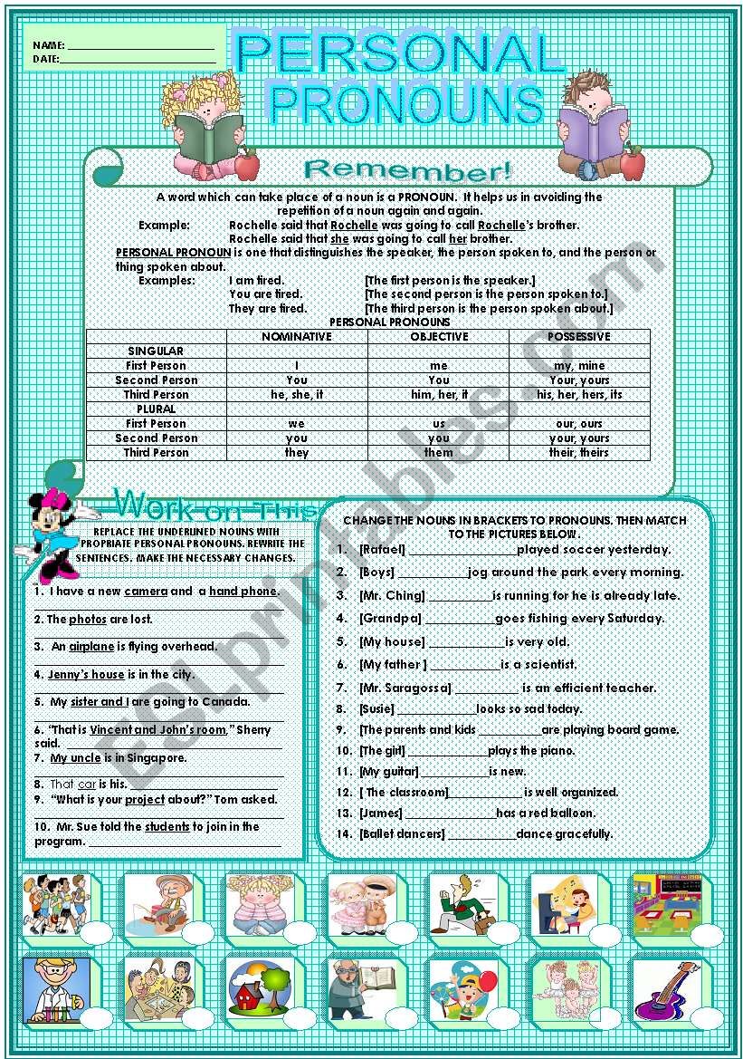 PERSONAL PRONOUNS worksheet