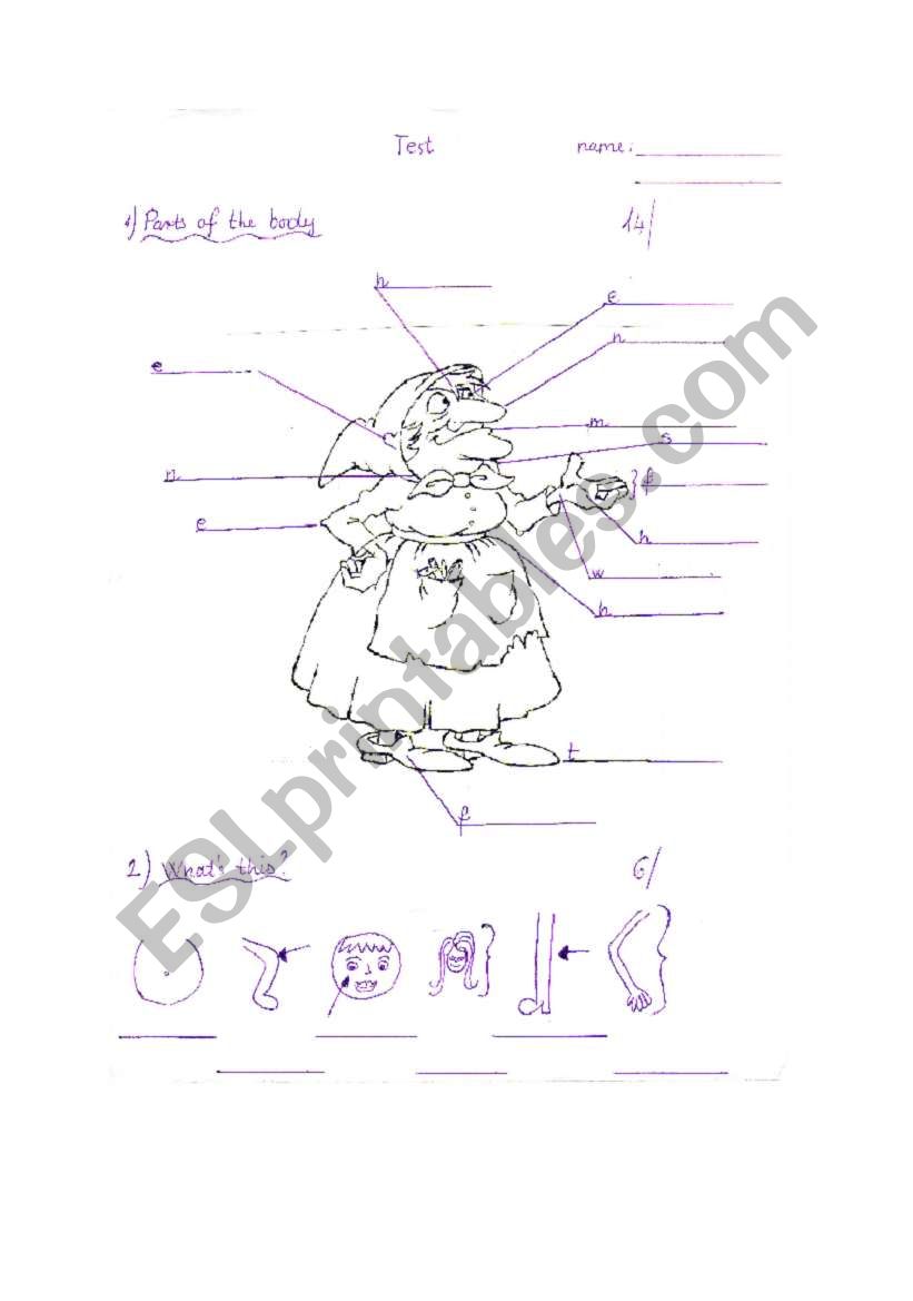 Bodyparts worksheet