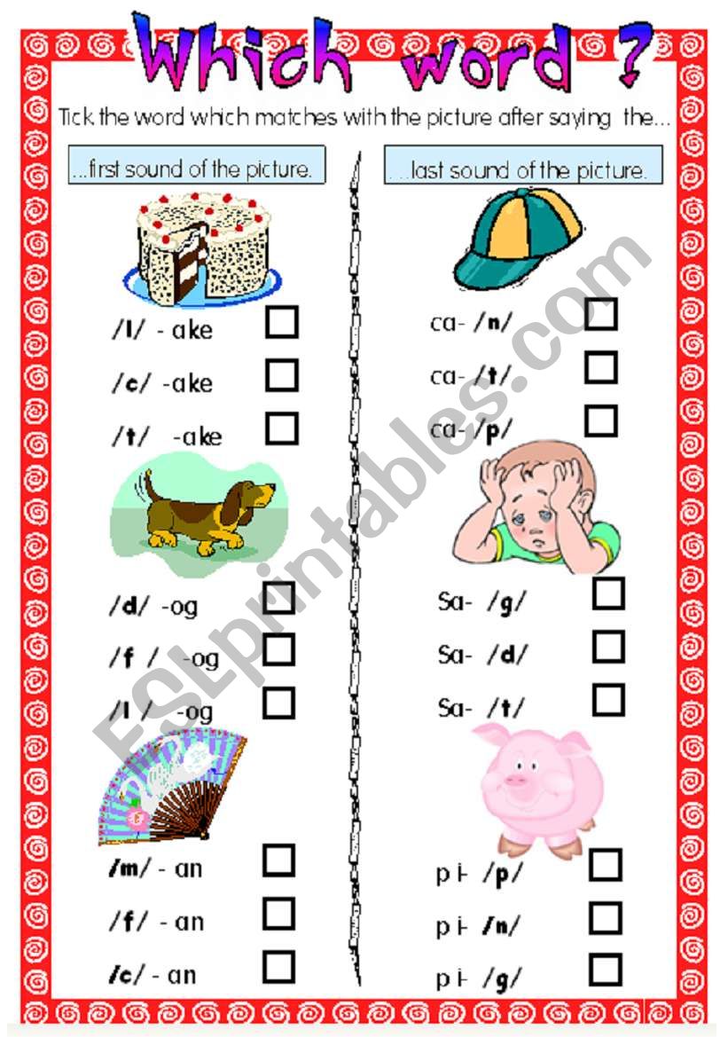 Phonics worksheet