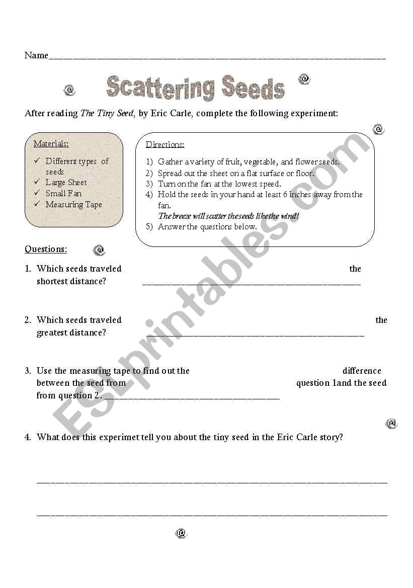 Scattering Seeds  worksheet