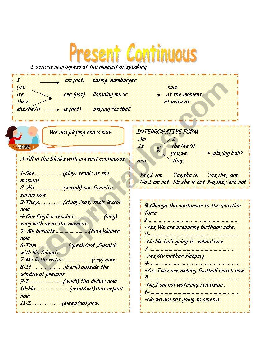 Present continuous tense worksheet