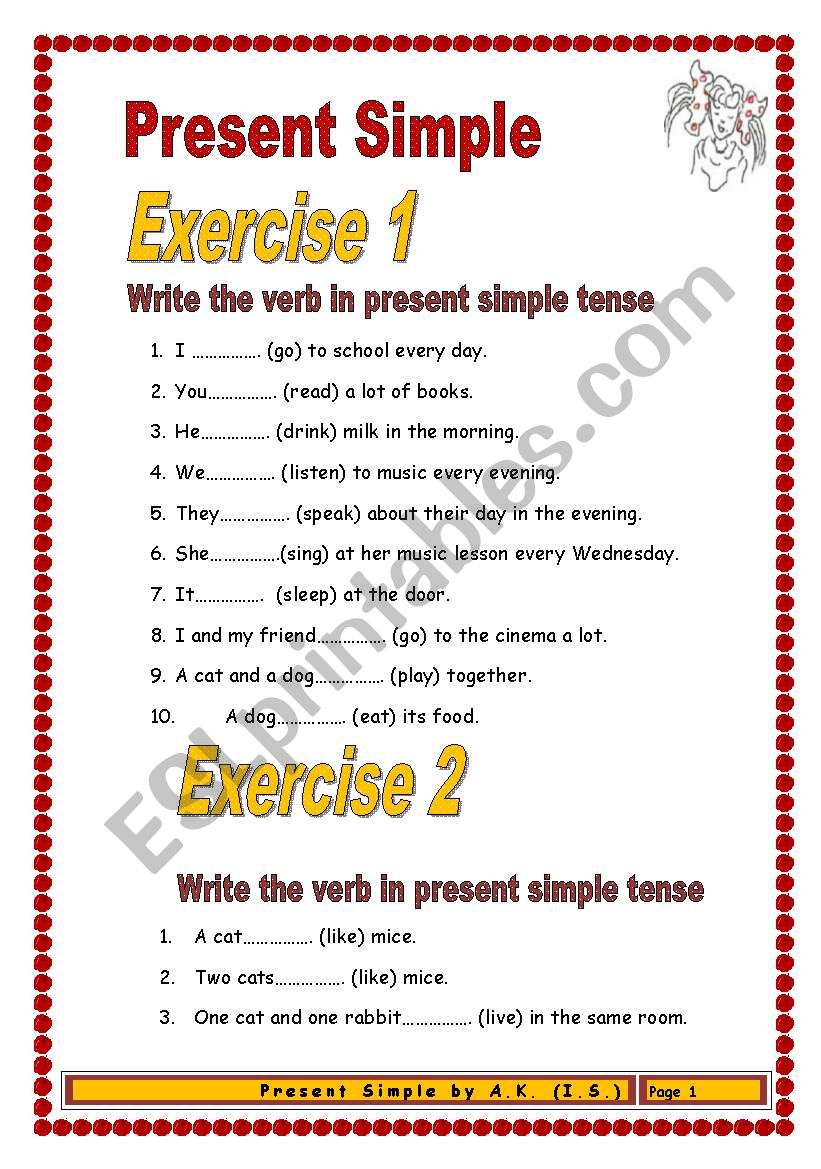 3 pages/4 exercises/42 sentences Present Simple for Beginners