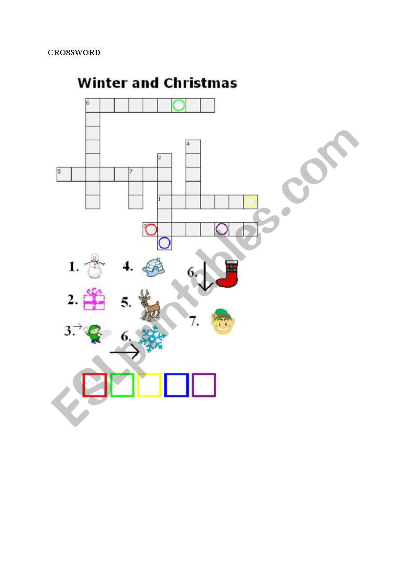 crossword for children worksheet