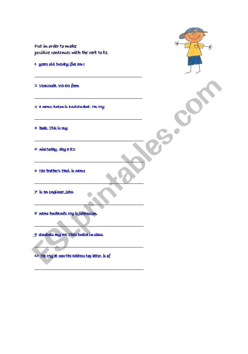 Verb TO BE worksheet