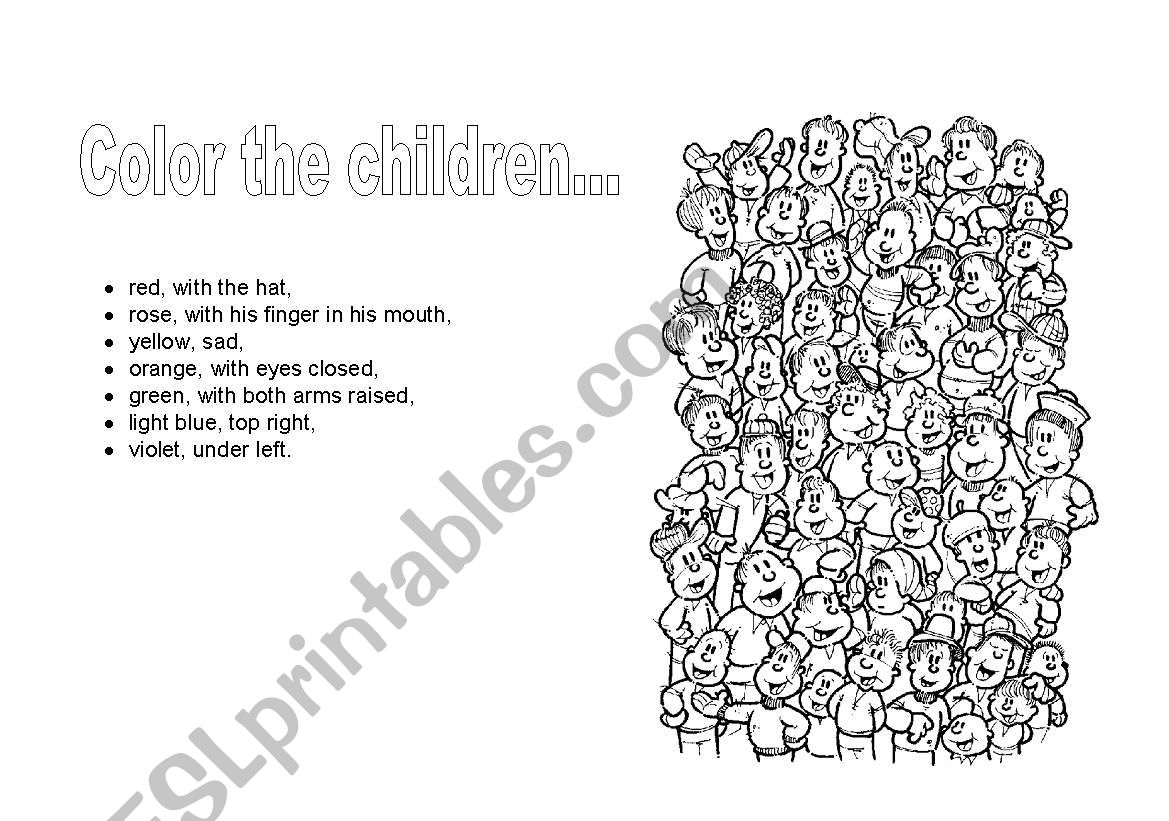 colour the children worksheet