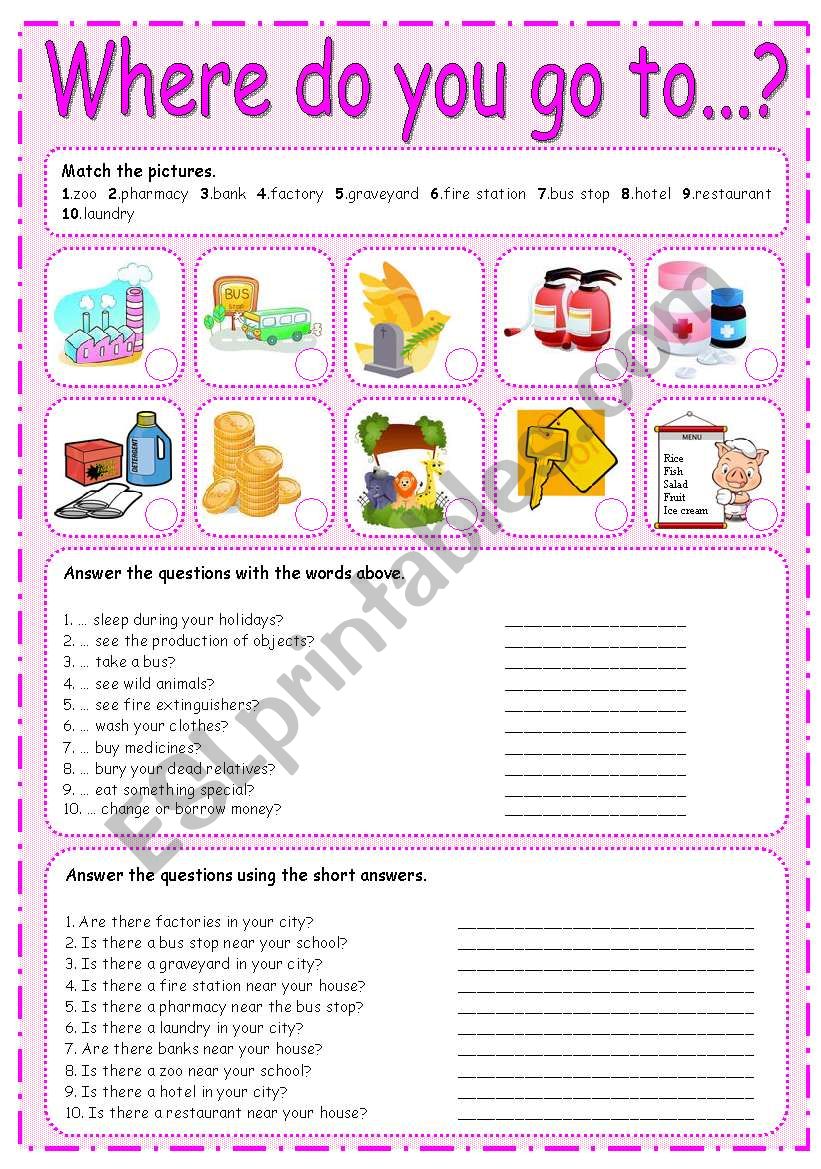 WHERE DO YOU GO TO... ? 2/3 worksheet
