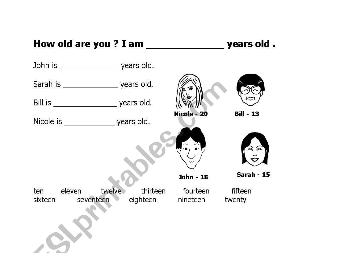 how old are you worksheet