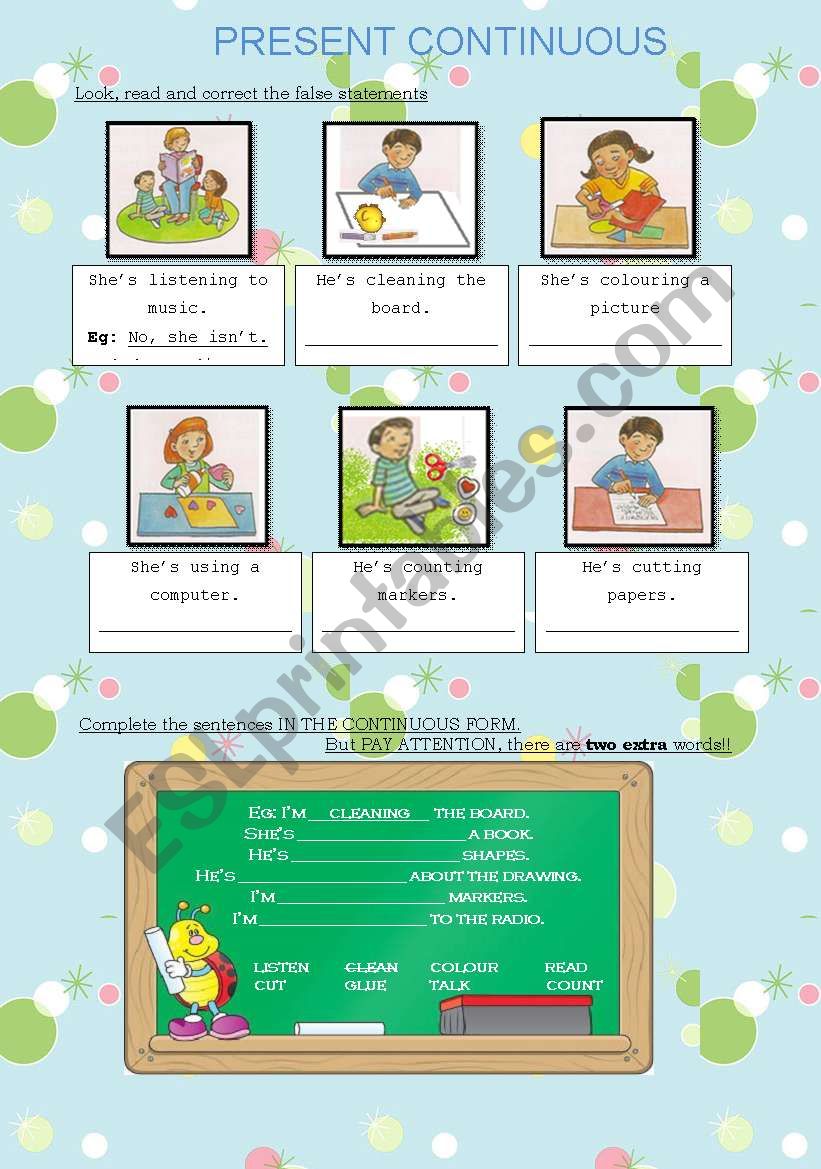 present continuous - school-related actions