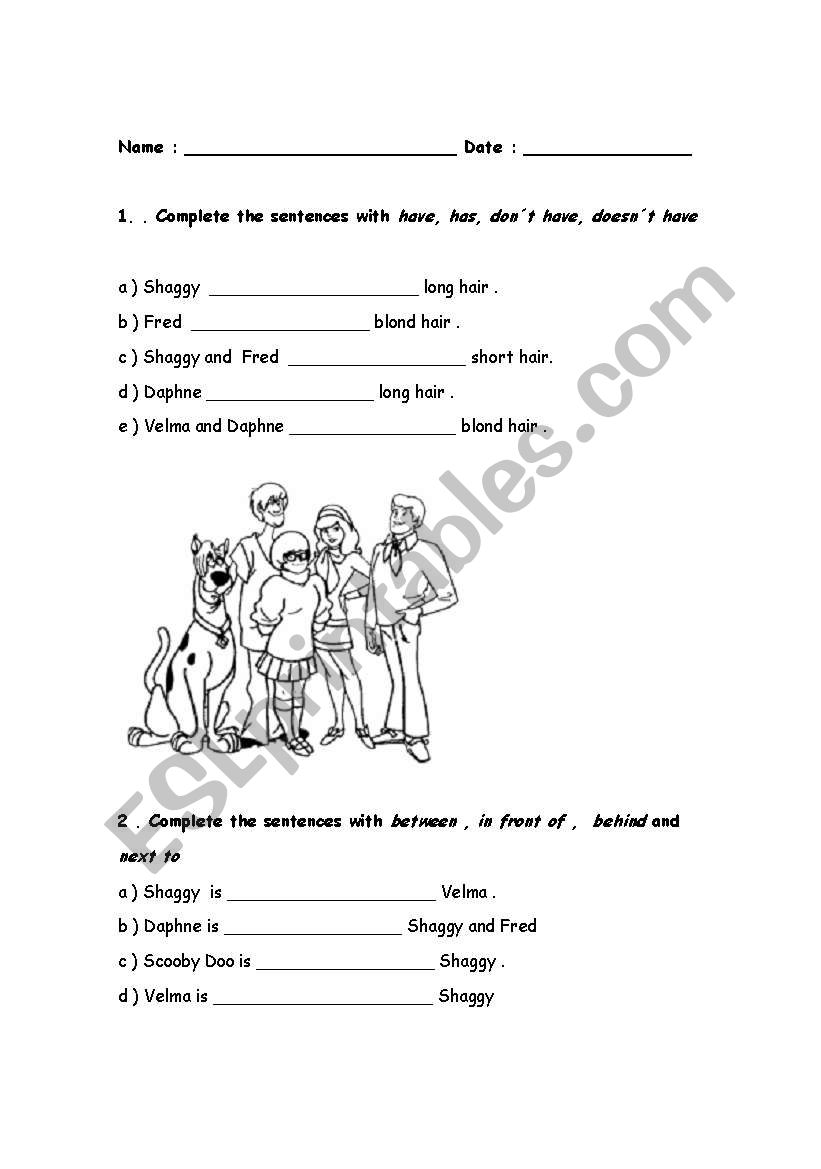 scooby doo appearance and prepositions