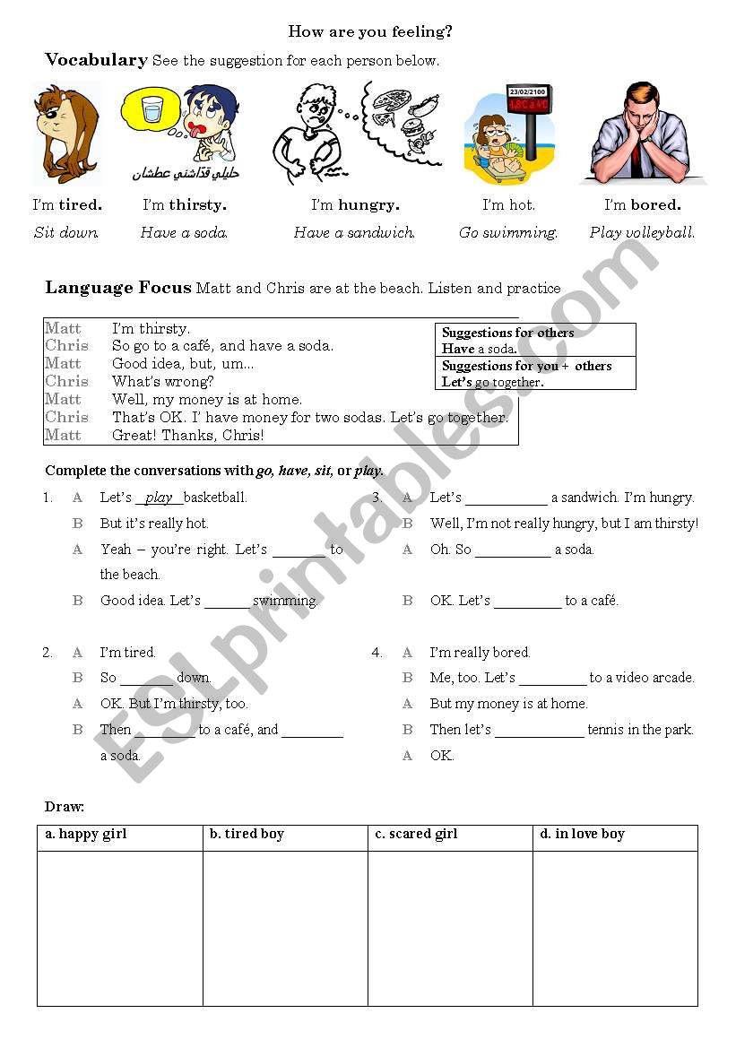 How are you feeling? worksheet