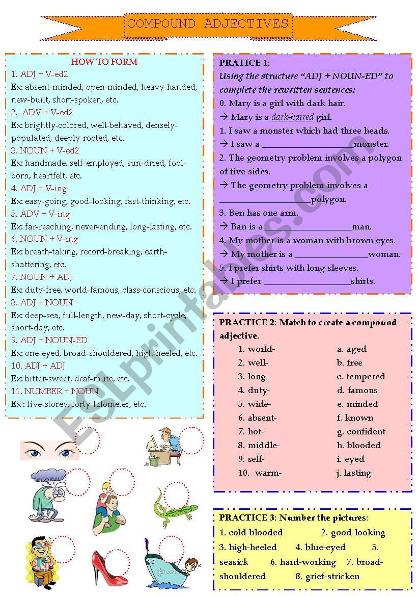 Compound Adjectives Worksheet Grade 4