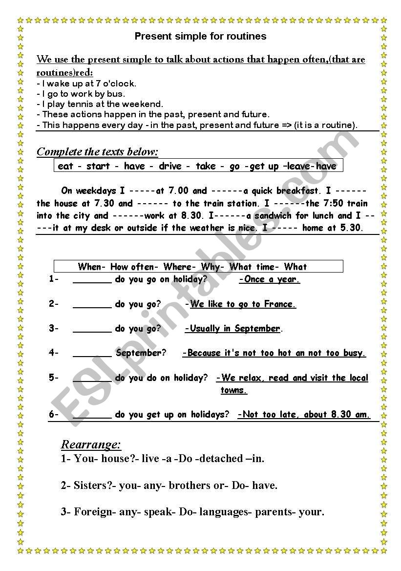 Present simple worksheet