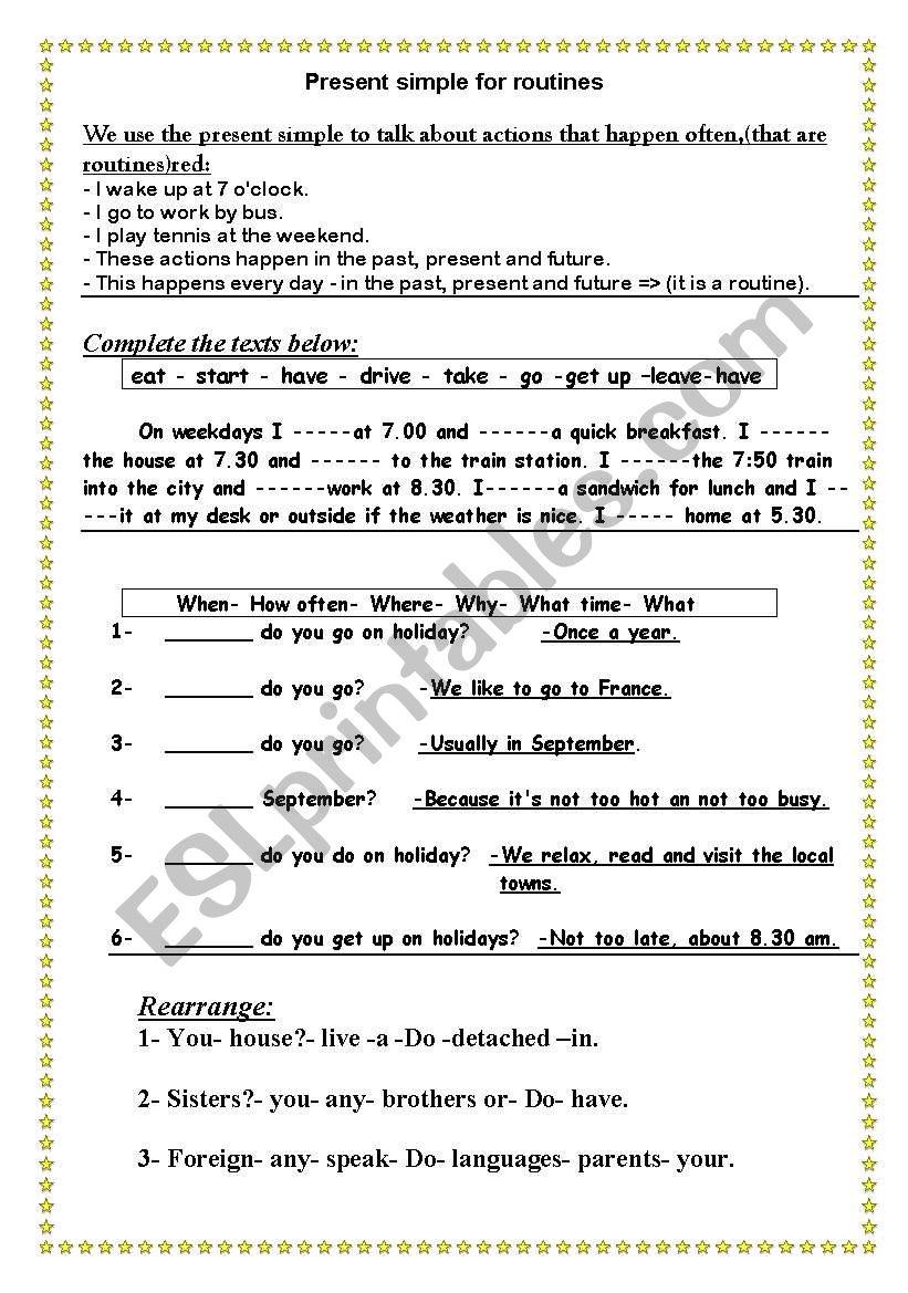 Present simple worksheet