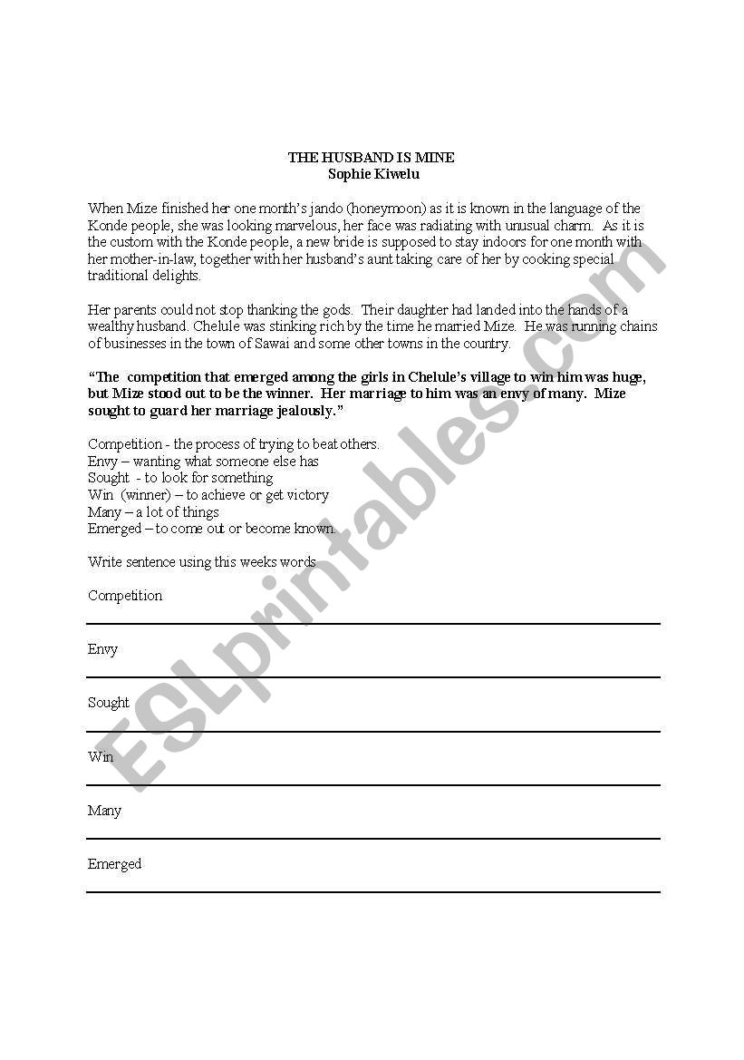 Exercise Reading worksheet