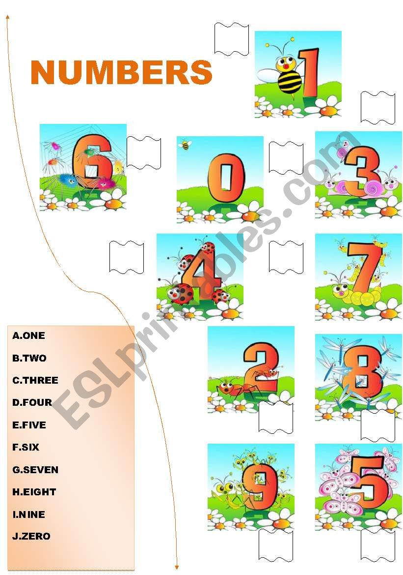 Match the numbers from zero to nine