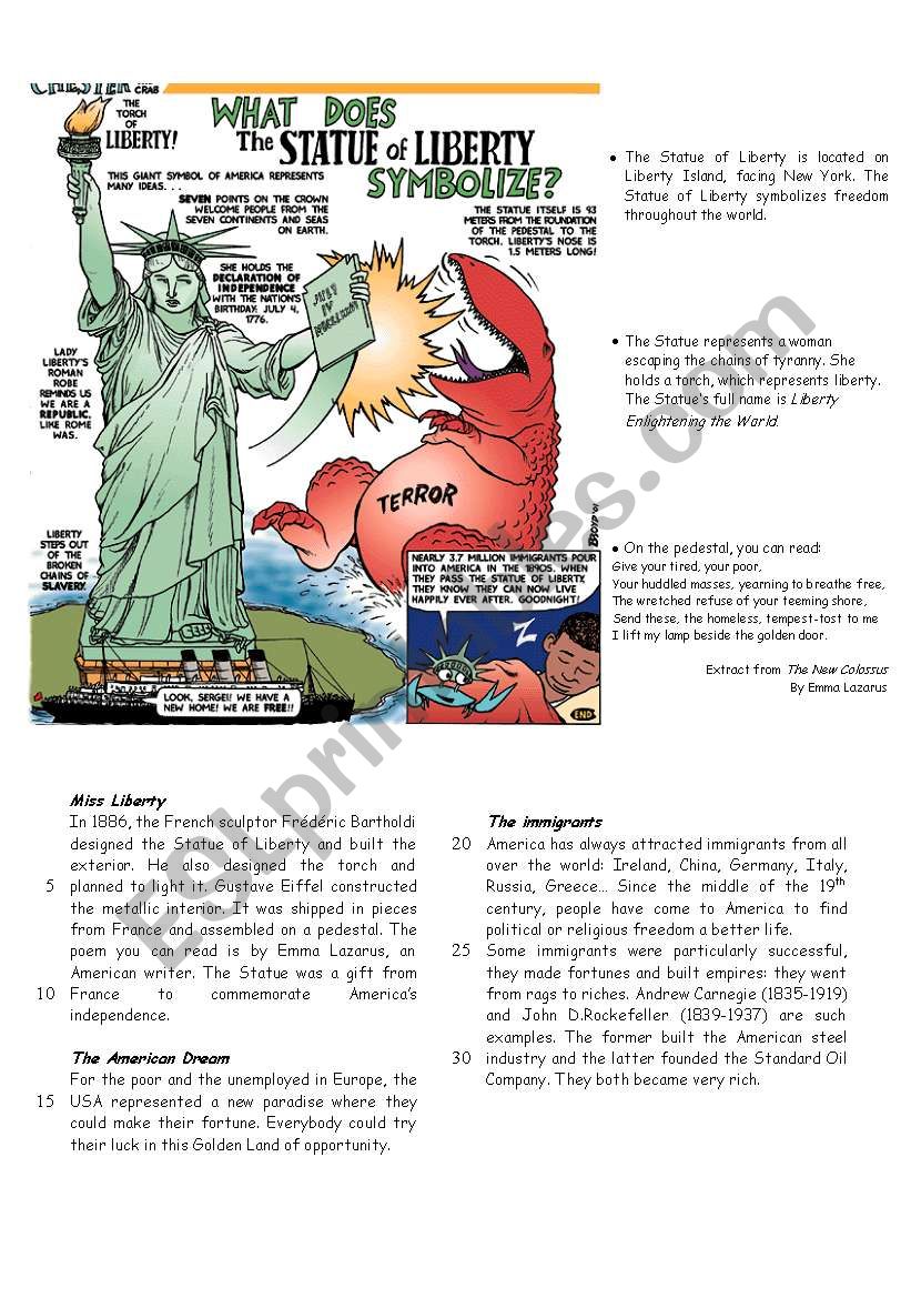 the statue of liberty worksheet