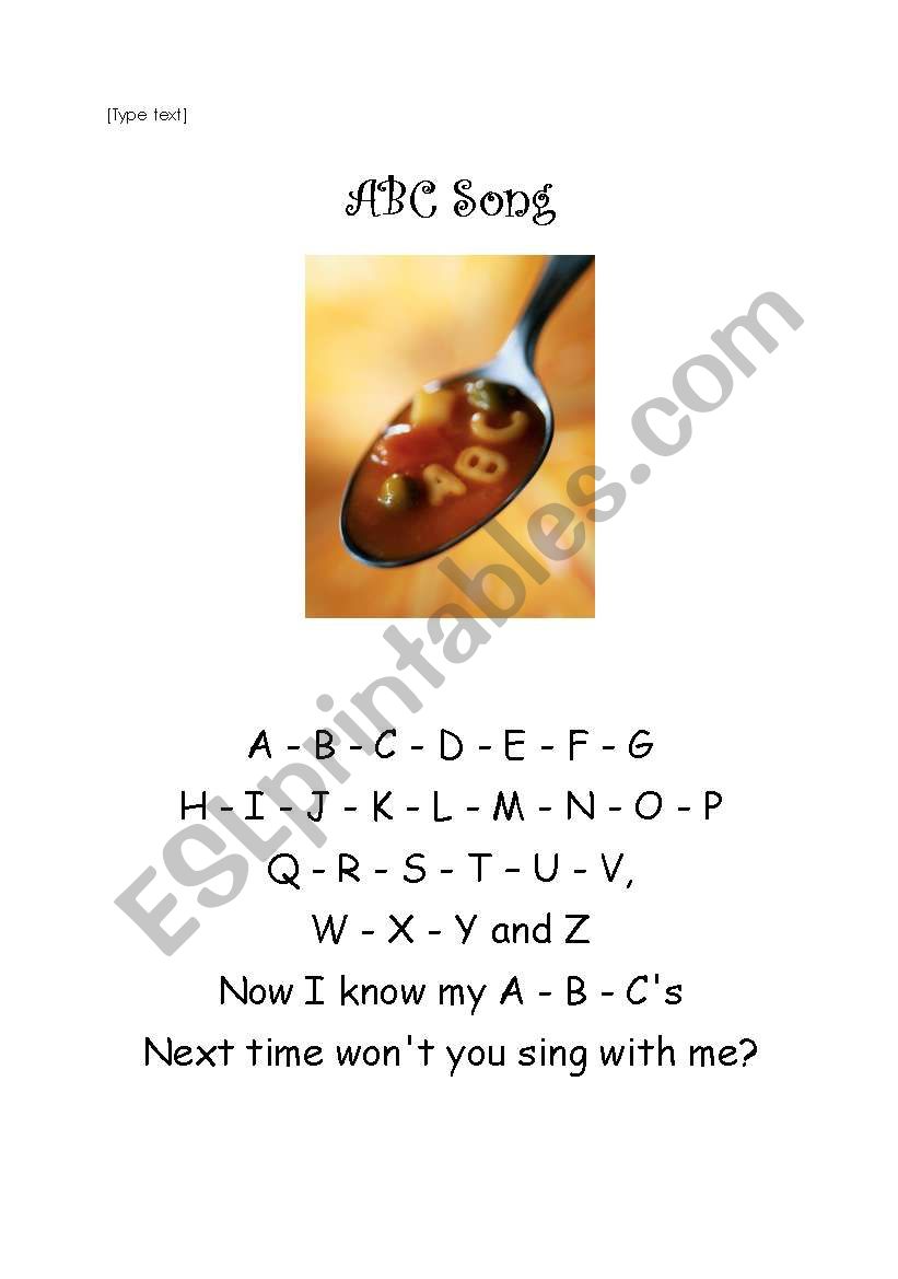 ABC song worksheet