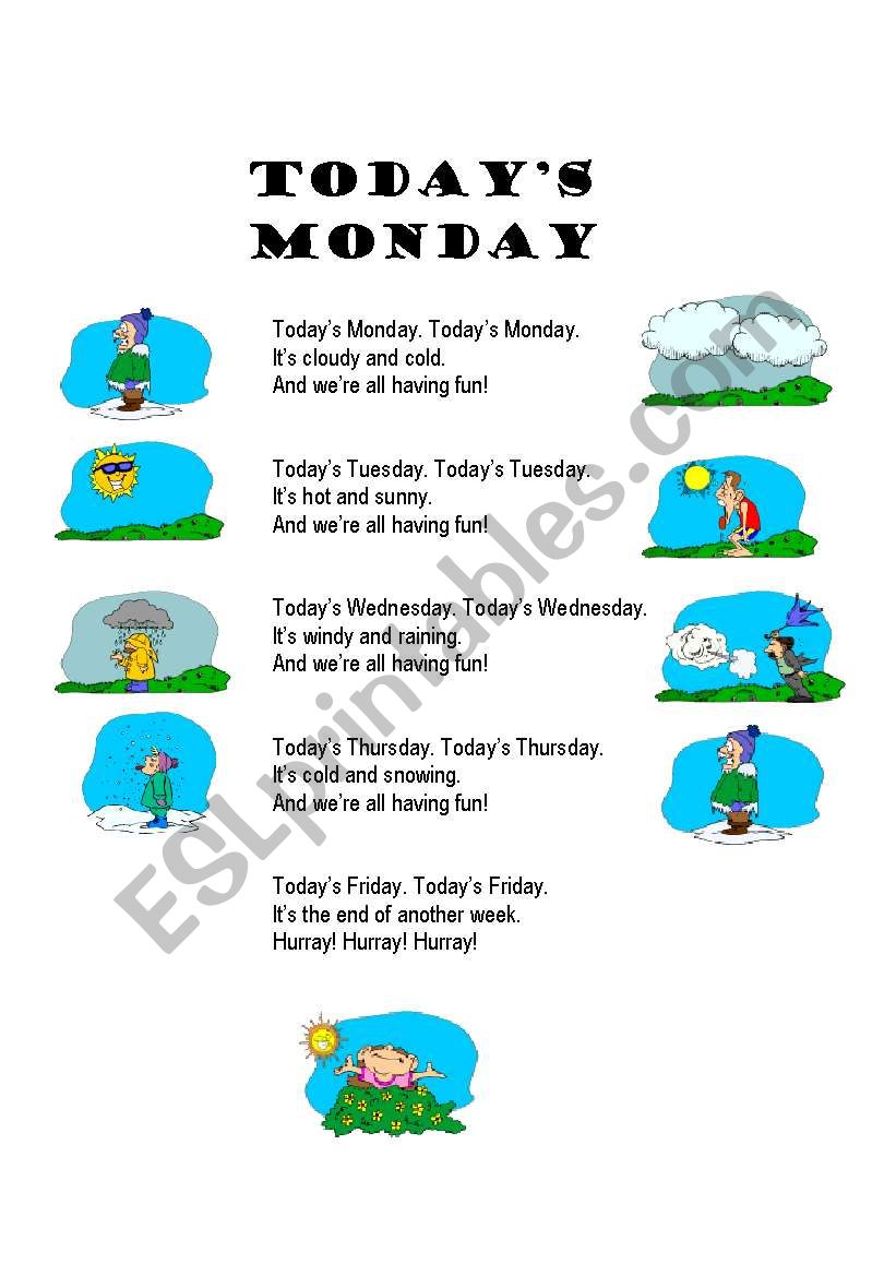 Song Worksheet: TodayÂ´s Monday