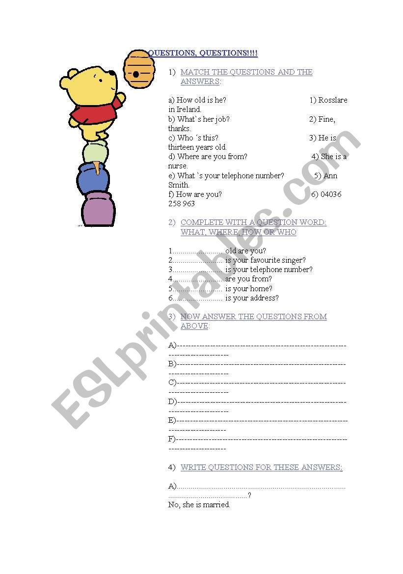 QUESTIONS, QUESTIONS! worksheet